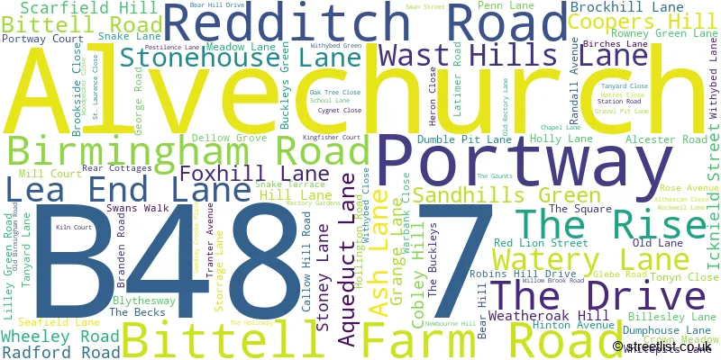 A word cloud for the B48 7 postcode